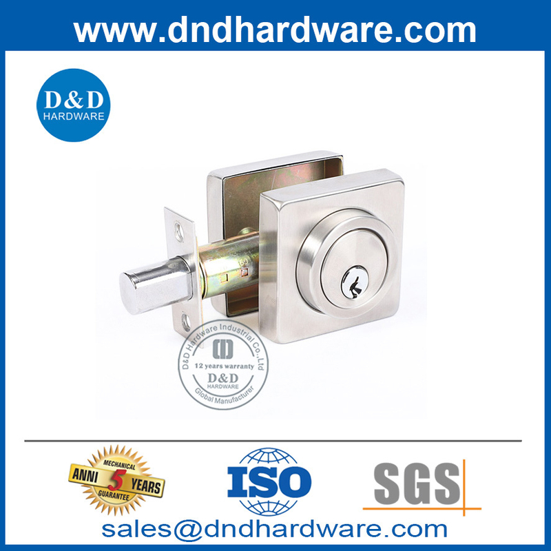 Satin nickel Square Allin Alliage Bordeau de porte commerciale Deadbolt-ddlk021