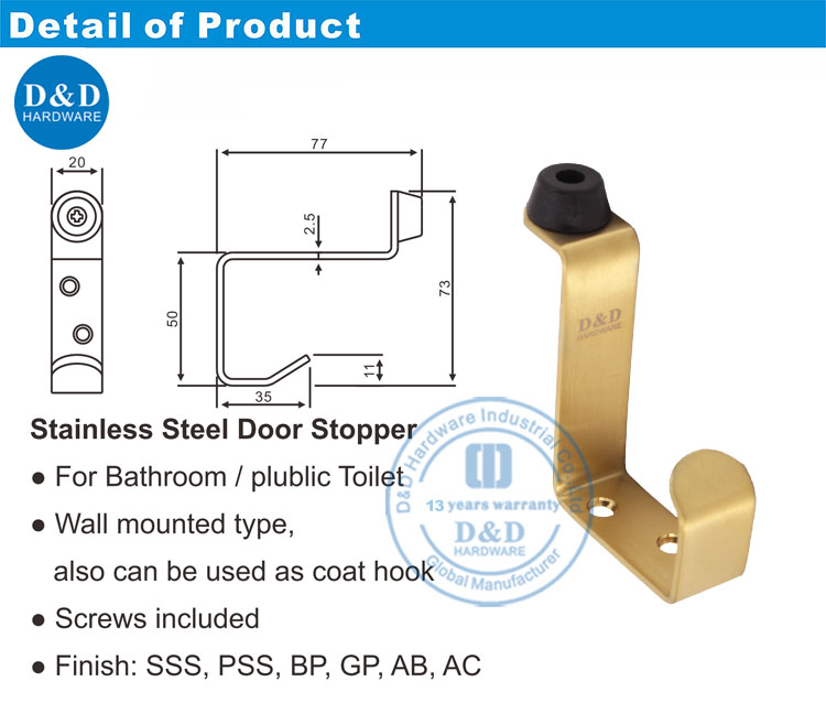 Porte en laiton Satin Stop-DDDS024 
