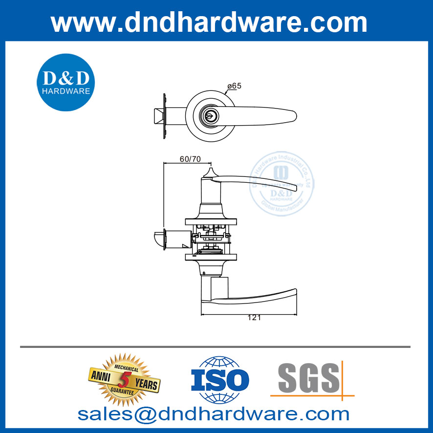 Sentes de verrouillage de porte d'entrée extérieures Lockset de verrouillage de porte résidentielle en acier inoxydable-DDLK005
