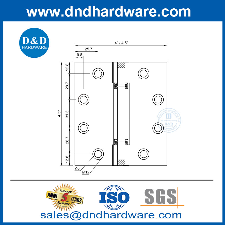 Poulage caché Full Mortise Chargeons Fabricant Spring Hinge-DDSS061