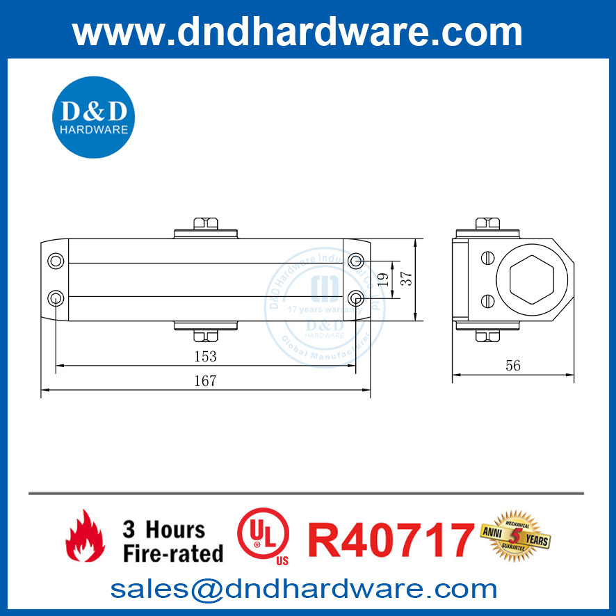 D&D Hardware UL 130 degrés Porte commerciale plus proche pour la porte d'incendie-DDDC051