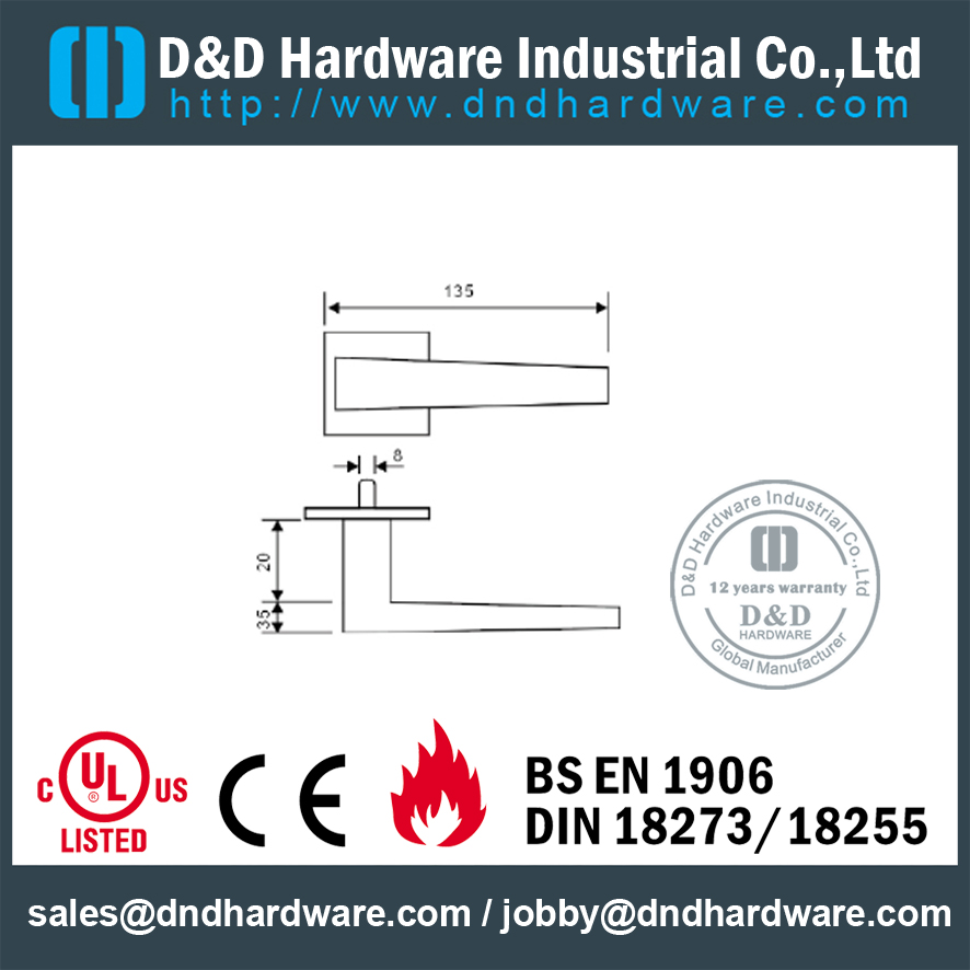 SUS304 Poignée à levier pleine pour porte intérieure - DDSH083