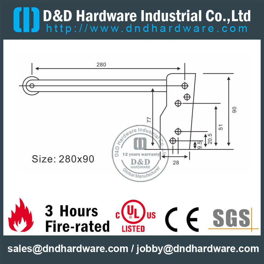 Quincaillerie SS304 Coordinateur de porte - DDDR002-B