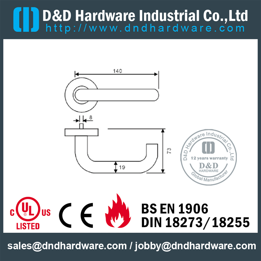 Poignée à levier en acier inoxydable de haute qualité pour porte d’entrée - DDSH095