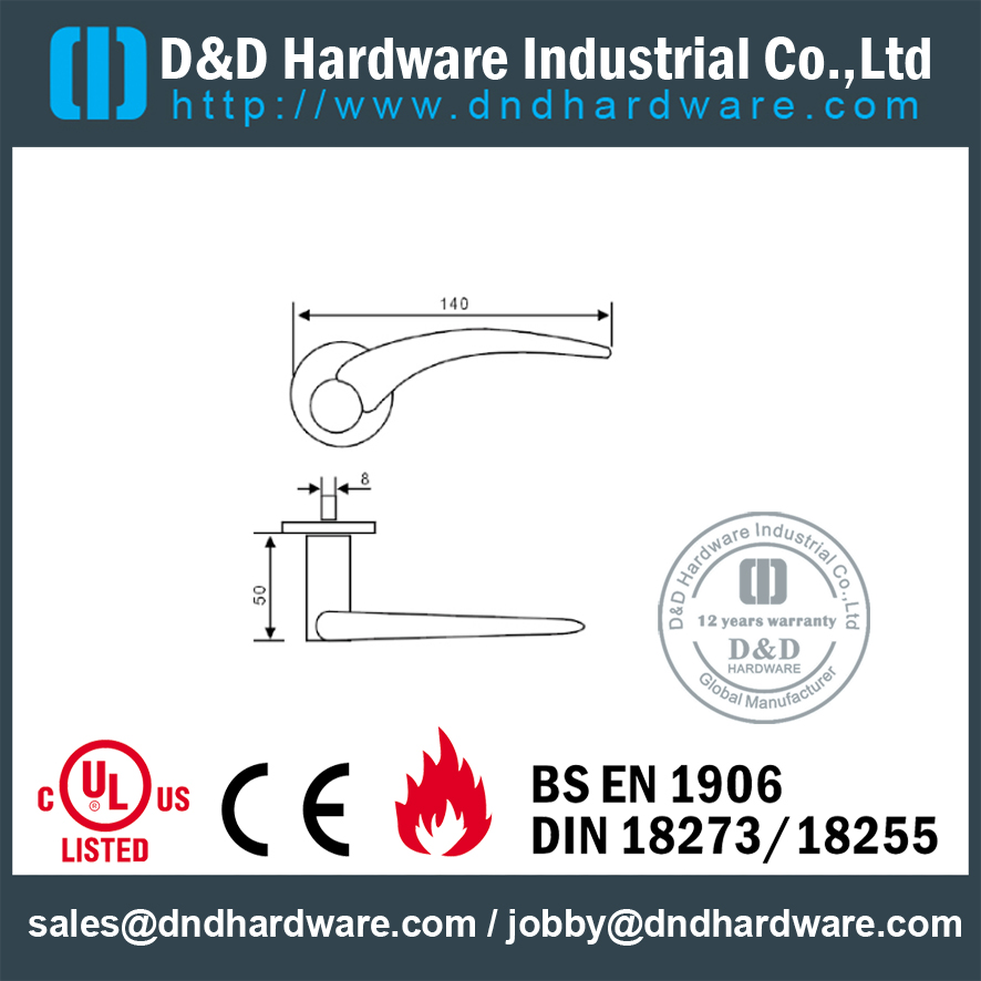 Poignée de porte solide en inox 316 pour porte battante - DDSH182